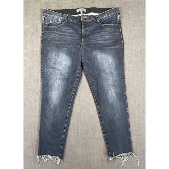 Wit & Wisdom Denim - Wit And Wisdom Jeans Women 18 Blue Skinny Dark Wash Raw Hem Stretch Denim Casual